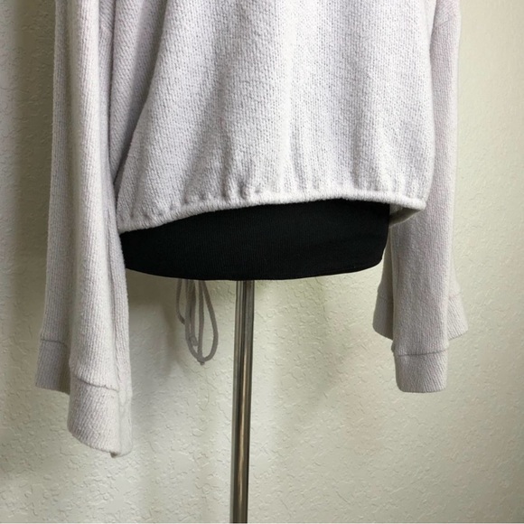 Lazy Sundays light gray soft knit wrap front drawstring waist top size Large - Picture 10 of 12